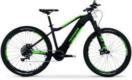 TechniBike VOTARO HT 27,5 Zoll E-Bike (Pedelec, Elektrofahrrad, Hardtail Mountainbike, 600Wh Continental Akku, Continental 36V 250 Watt 90 Nm Motor, Rahmenhöhe 40 cm) schwarz matt/grün