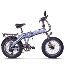 Unbekannt Elektrische Mountainbike Unbekannt Rich BIT Elektrisches Fett Fahrrad 20 '' * 4, 0 '' Fetter Reifen 500 Watt 48 V 10 Ah Lithium-Ionen-Batterie im Inneren Faltbarer Fahrradrahmen (Blau)
