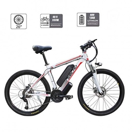 UNOIF Elektrische Mountainbike UNOIF Bike Mountainbike elektrisches Fahrrad mit 21-Gang-Shimano-bertragungssystem, 350W, 13AH, 36V-Lithium-Ionen-Akku, 26" Zoll, Pedelec City Bike Leichte, White red