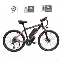 UNOIF Elektrische Mountainbike UNOIF Bike Mountainbike elektrisches Fahrrad mit 21-Gang-Shimano-Übertragungssystem, 350W, 13AH, 36V-Lithium-Ionen-Akku, 26" Zoll, Pedelec City Bike Leichte, Black red