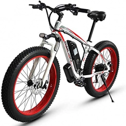 WXX Elektrische Mountainbike WXX Adult Fat Tire Elektro MTB, Aluminium-Legierung 26 Zoll Off Road Schnee Bikes 350W 48V 15AH Lithium-Batterie Fahrrad Ebike 27 Geschwindigkeiten 4.0 Breites Rad Moped, Weiß