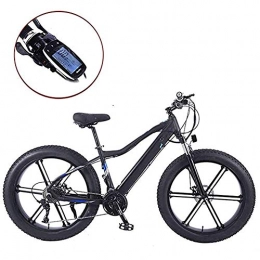 WXX Fahrräder WXX Erwachsene Elektro-Fahrrad, Aluminiumlegierung 26 Mountain Fahrrad, Thick Rad Schnee Fahrrad, 36V 10Ah 350W versteckte abnehmbare Lithium-Batterie Fahrrad, Schwarz