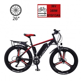 YMhome Fahrräder YMhome 26" Electric City Ebike Fahrrad Mountainbike 21-Gang-Herrenrad Doppelscheibenbremse Carbon Steel Fully Fahrrad, Abnehmbare Lithium-Batterie, Rot, 10AH