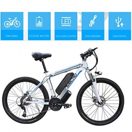 YMhome Fahrräder YMhome 26 Zoll 48V Berg Electric Bikes Für Erwachsene 350W Tempomat Städtische Commuting Elektrisches Fahrrad Removable Lithium-Batterie, Full Suspension MTB Fahrrad, White Blue