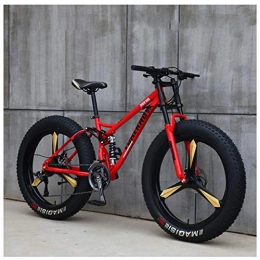 ACDRX Fahrräder 26 Zoll 21 Geschwindigkeiten, Adult Beach Bicycle, Mountainbikes, MTB Bikes, Doppelfederung, Doppelscheibenbremse, Fat Tire, Outroad Bike, All-Terrain, Rot
