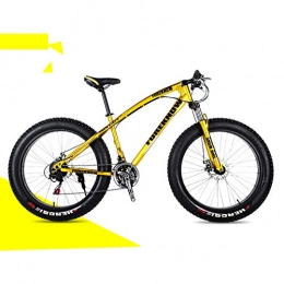 Mhwlai Fahrräder 26Zoll Erwachsenen Jugend Hardtail MTB, All Terrain Anti-Rutsch-Fat-Reifen-Mountainbike, Rahmen Aus Kohlenstoffstahl, Großer Reifen Vollfederung Mountain Bike, Gold, 7 Speed
