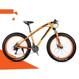 Hadishi Fahrräder 26Zoll Erwachsenen Jugend Hardtail MTB, All Terrain Anti-Rutsch-Fat-Reifen-Mountainbike, Rahmen Aus Kohlenstoffstahl, Großer Reifen Vollfederung Mountain Bike, Orange, 26inch 24speed