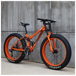 ACDRX Fahrräder ACDRX Mountainbikes, Fahrrad, 26 Zoll, 21 Geschwindigkeiten, Kohlenstoffstahl, Leichtgewicht, Strand, Sportfahrrad, Doppelfederung, Doppelscheibenbremse, Fat Tire Bike, Orange