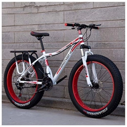 ACDRX Fahrräder Adult Mountainbikes, Fat Tire Dual-Suspension Mountainbike, Carbonrahmen, High Terrain Mountainbike, 26", 21Speed, White red
