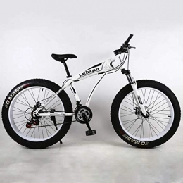 AISHFP Fahrräder AISHFP Fat Tire Adult Mountainbike, leichte Cruiser-Bikes mit hohem Kohlenstoffgehalt, Beach-Schneemobil-Herrenfahrrad, 26-Zoll-Doppelscheibenbremse, Weiß, 27 Speed