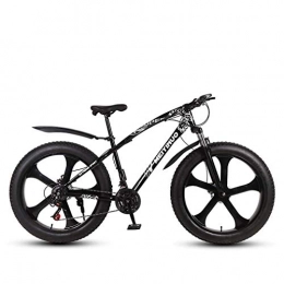 Alqn Fahrräder ALQN Fat Mire Mountainbike fr Erwachsene, Snow Beach Bikes mit variabler Geschwindigkeit, Cruiser-Fahrrad mit Doppelscheibenbremse, integrierte 26-Zoll-Rder aus Magnesiumlegierung, Schwarz, 24 Geschw