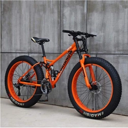 Alqn Fahrräder Alqn Herren 24 Zoll Fat Tire Mountainbike, Beach Snow Bikes, Doppelscheibenbremsen Cruiser Fahrrad, Aluminiumlegierungsrder Leichter Rahmen aus kohlenstoffhaltigem Stahl, Orange, 24 Geschwindigkeit