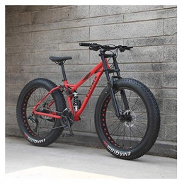 AMITD Fahrräder AMITD 26 Zoll Mountainbike, Erwachsenen Jugend Hardtail MTB, Rahmen aus Kohlenstoffstahl, Groer Reifen Vollfederung Mountain Bike, Rot, 24 Speed