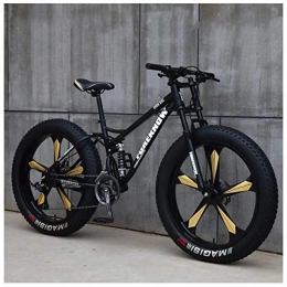 AMITD Fat Tire Mountainbike AMITD Mountainbike MTB, 26 Zoll Fette Reifen Fahrrad, Fahrrad mit Scheibenbremsen, Rahmen aus Kohlenstoffstahl, MTB Fahrrad für Herren und Damen, 21 Speed, Black 5 Spoke