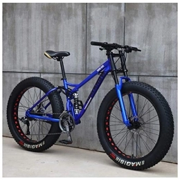 AMITD Fat Tire Mountainbike AMITD Mountainbike MTB, 26 Zoll Fette Reifen Fahrrad, Fahrrad mit Scheibenbremsen, Rahmen aus Kohlenstoffstahl, MTB Fahrrad für Herren und Damen, 27 Speed, Blue Spoke