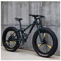 AMITD Mountainbike MTB, 26 Zoll Fette Reifen Fahrrad, Fahrrad mit Scheibenbremsen, Rahmen aus Kohlenstoffstahl, MTB Fahrrad für Herren und Damen,27 Speed,Green 3 Spoke