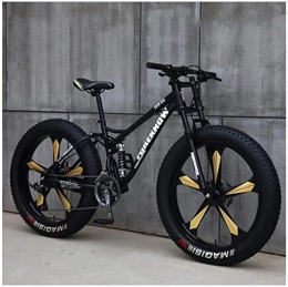 Aoyo Fahrräder Aoyo Mountainbikes, 66 Zoll Fat Tire Hardtail Mountainbike, Doppelfederrahmen und Federgabel für alle Gelände, Farbe: 7 Gänge, Größe: Schwarz 5 Speichen