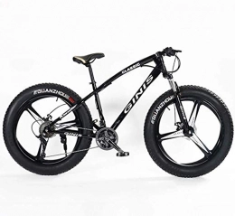 Aoyo Fat Tire Mountainbike Aoyo Teens Mountain Bikes, 21-Gang 24 Zoll Fat Tire Fahrrad, High-Carbon Stahlrahmen Hardtail Mountainbike mit Doppelscheibenbremse, Gelb, Spoke, Größe: 3 Spoke, (Color : Black, Size : 3 Spoke)