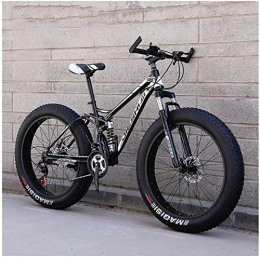 AYHa Fahrräder AYHa Erwachsene Mountain Bikes, Fat Tire Doppelscheibenbremse Hardtail Mountainbike, Big Wheels Fahrrad, High-Carbon Stahlrahmen, Schwarz, 26 Zoll 21 Geschwindigkeit