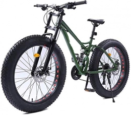 CHHD Fahrräder CHHD Mountainbikes, 26 Zoll Damen Mountainbikes, Doppelscheibenbremse Fat Tire Mountain Trail Bike, Mountainbike, verstellbares Sitzrad, kohlenstoffhaltiger Stahlrahmen, grün, 24-Gang