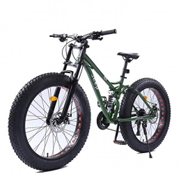 Cxmm Fahrräder Cxmm 26 Zoll Damen Mountainbikes, Doppelscheibenbremse Fat Tire Mountain Trail Bike, Hardtail Mountainbike, verstellbares Sitzrad, Rahmen aus kohlenstoffhaltigem Stahl, grün, 21-Gang