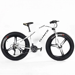 DJYD Fahrräder DJYD Teens Mountain Bikes, 21-Gang 24 Zoll Fat Tire Fahrrad, High-Carbon Stahlrahmen Hardtail Mountainbike mit Doppelscheibenbremse, Gelb, 5 Spoke FDWFN (Color : White, Size : 3 Spoke)
