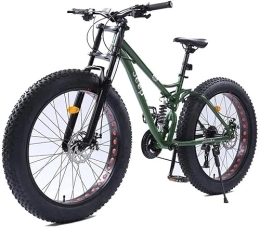 dtkmkj Fat Tire Mountainbike dtkmkj 26-Zoll-Mountainbikes, Fat Tire Mountain Trail Bike mit Doppelscheibenbremse, Hardtail-Mountainbike, Rahmen aus Kohlenstoffstahl, Grün, 27 Geschwindigkeiten