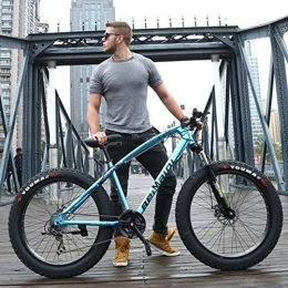 DULPLAY Fahrräder DULPLAY Dual-scheiben-bremsen Erwachsene Mountainbike, 24 Zoll Falten Fett MTB, Big Tire Motorschlitten Fahrrad Für Männer Frauen Blau 24", 21-Gang