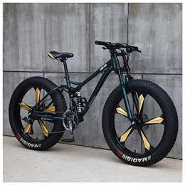 FHKBK Fahrräder Fat Tire Hardtail Mountainbike 26 Zoll für Männer und Frauen, Dual-Suspension Adult Mountain Trail Bikes, All-Terrain-Fahrrad mit verstellbarem Sitz und Doppelscheibenbremse, Cyan