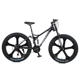 WANYE Fahrräder Fat Tire Mountainbike, 7-Gang, Shimano Kettenschaltung, Mit High Carbon Stahlrahmen, Doppelscheibenbremse Und Vorderradaufhängung Anti-Rutsch-Bikes Mit 26-Zoll-Räder Black-5 Spoke Wheel