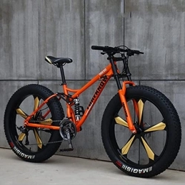 FAXIOAWA Fat Tire Mountainbike FAXIOAWA Mountainbikes, 26-Zoll-Fettreifen-Hardtail-Mountainbike, Doppelfederrahmen und Federgabel, All-Terrain-Mountainbike, Cyan, 5 Räder – 21SPD (5 orangefarbene Räder, 24SPD)