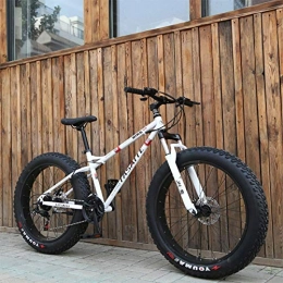 GuoEY Fahrräder GuoEY 26-Zoll-Snowbike / Doppelscheibenbremse Fahrrad mit Variabler Geschwindigkeit 4.0 Aluminiumlegierung Super Thick Rim Snowbike, Vollschock Adult Fat Tire Road Speed, Weiß