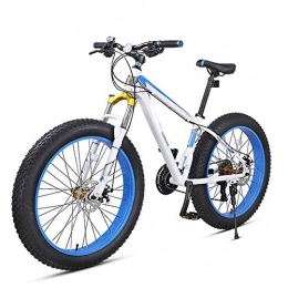 HWOEK Erwachsene Mountain Bike, Doppelscheibenbremse 4,0 Fette Reifen 26 Zoll Beach Snow Bike Rahmen aus Aluminiumlegierung 27 Gang Abschließbare Vordergabel,Blau
