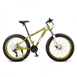 HY-WWK Erwachsene Mountainbike, Abschließbare Federgabel 26 Zoll All Terrain Bike 4.0 Fat Tyres 27-Gang Doppelscheibenbremse, Blau,Gold