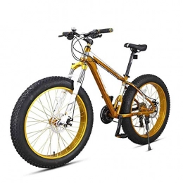 HY-WWK Fahrräder HY-WWK Erwachsene Mountainbikes, Doppelscheibenbremse 4.0 Fat Tyres 26 Zoll Beach Snow Bike Aluminiumlegierung Rahmen 27-Gang Abschließbare Vorderradgabel, Blau, Gold