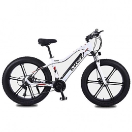JASSXIN Fahrräder JASSXIN Adult Fat Tire Elektro Mountainbike, 350W Schnee Bikes, Tragbarer 10Ah Li-Battery Beach Cruiser Fahrrad, Leichtes Aluminium Rahmen, 26 Zoll-Räder, Weiß