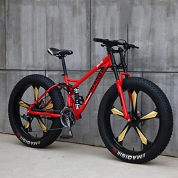 JIAJULL Fahrräder JIAJULL Mens Mountain Bikes, 26-Zoll-Fat Tire Hardtail Mountainbike, Doppelaufhebung Rahmen und Federgabel, 21 Geschwindigkeit, 5 Spoke, All Terrain (Farbe : Rot)