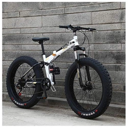 KaiKai Fat Tire Mountainbike KaiKai Mountain Bikes, Erwachsene 24-Zoll-Fahrrad, Doppel-Suspension Fat Tire Mountain Trail Bike, 7-21-24-27-Speed-Anti-Rutsch-Bikes, High-Carbon Stahl Fahrrad, F Spokes, 7-Gang