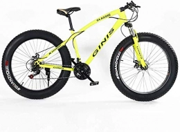LIYONG Fat Tire Mountainbike LIYONG Super Wind Speed Bike!Youth Mountain Bike 21 Speed 24 Inch Fat Tire Bicycle Carbon Steel Frame Bicycle with Yellow Spoke Disc Brakes-Gesprochen_Gelb-SX003