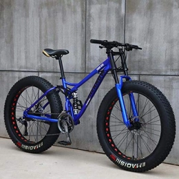 LJLYL Fahrräder LJLYL Fat Tire Mountainbike für Jugendliche von Männern und Frauen, Rahmen aus hohem Kohlenstoffstahl, Soft Tail Dual Suspension, mechanische Scheibenbremse, Blau, 24 inch 21 Speed