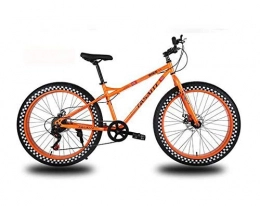 LUO'S Fat Tire Mountainbike LUO Fahrrad, 26-Zoll-Räder Mountainbike für Erwachsene, Fat Tire Hardtail-Fahrrad, Rahmen aus kohlenstoffhaltigem Stahl, Doppelscheibenbremse, Blau, 24-Gang, Orange, 24 Geschwindigkeit