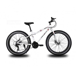LUO Fahrräder LUO Fahrrad, 26-Zoll-Räder Mountainbike für Erwachsene, Fat Tire Hardtail-Fahrrad, Rahmen aus kohlenstoffhaltigem Stahl, Doppelscheibenbremse, Blau, 24-Gang, Weiß, 21 Geschwindigkeit