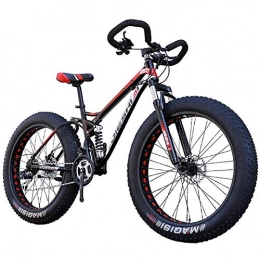 LYRWISHJD Fahrräder LYRWISHJD 4.0 Fat Tire Mountainbike / Schneefahrrad, Rahmen aus Hartstahl, zentraler Stoßdämpfer, verstellbare Sitzhöhe, Heimtrainer, 61 - 27 Gänge, Schwarz (Größe: 66 cm, Geschwindigkeit: 24 Gänge)