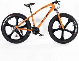 YANQ Fat Tire Mountainbike Man Mountainbike, 21 24-Zoll-Fat Mountain Bike Geschwindigkeit, Stahlrahmen mit hohem Kohlenstoffgehalt, Front Suspension Fahrräder, Weiss, 5 Spoke, Orange, 5 Spoke