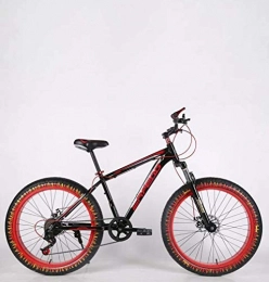 AISHFP Fahrräder Mens Adult Fat Tire Mountain Bike, Doppelscheibenbremse Strand Schnee Fahrrad, High-Carbon Stahlrahmen-Kreuzer-Fahrräder, 24-Zoll-Räder Flamme, C, 24 Speed