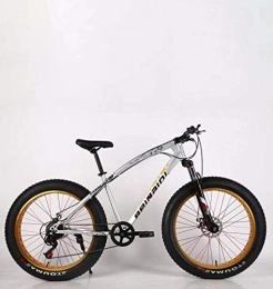 AISHFP Fahrräder Mens Adult Fat Tire Mountain Bike, Doppelscheibenbremse Strand Schnee Fahrrad, High-Carbon Stahlrahmen-Kreuzer-Fahrräder, 26-Zoll-Räder, Grau, 7 Speed