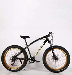 AISHFP Fahrräder Mens Adult Fat Tire Mountain Bike, Doppelscheibenbremse Strand Schnee Fahrrad, High-Carbon Stahlrahmen-Kreuzer-Fahrräder, 26-Zoll-Räder, Schwarz, 7 Speed