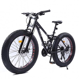 MJY Fahrräder MJY 26 Zoll Damen Mountainbikes, Doppelscheibenbremse Fat Tire Mountain Trail Bike, Hardtail Mountainbike, verstellbares Sitzrad, Rahmen aus kohlenstoffhaltigem Stahl, schwarz