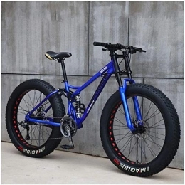 Aoyo Fat Tire Mountainbike Mountain Bikes, Fahrrad, 26 Zoll, 21 Geschwindigkeiten, High Carbon Stahl, Leichtgewicht, Strand, Sport Bike, Dual-Suspension, Doppelscheibenbremse, Fat Tire Bike, (Color : Blue)