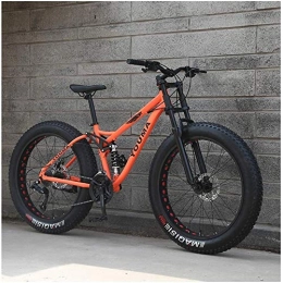 Aoyo Fat Tire Mountainbike Mountainbike, 66 Zoll, für Erwachsene, Jungen, Mädchen, fette Reifen, Mountainbike, Trailbike, Doppelscheibenbremse, Rahmen aus Karbonstahl, rutschfeste Fahrräder, Farbe: Orange, Größe: 24 Gänge